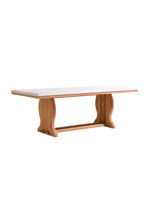 Der Townsend Outdoor-Esstisch aus Teakholz und Stein