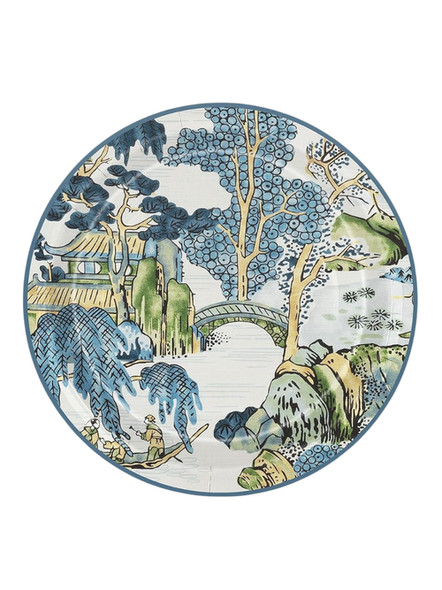 Vintage Chinoiserie Pappteller Retro, 50er-Set