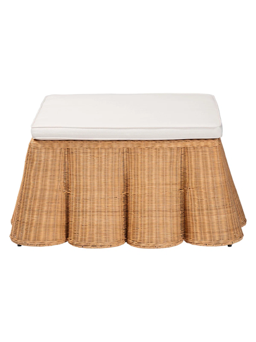 Bali & Pari Palm Scallop Ottoman aus natürlichem Rattan 