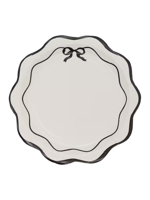 Essteller aus Papier mit gewellter Schleife, 8er-Set