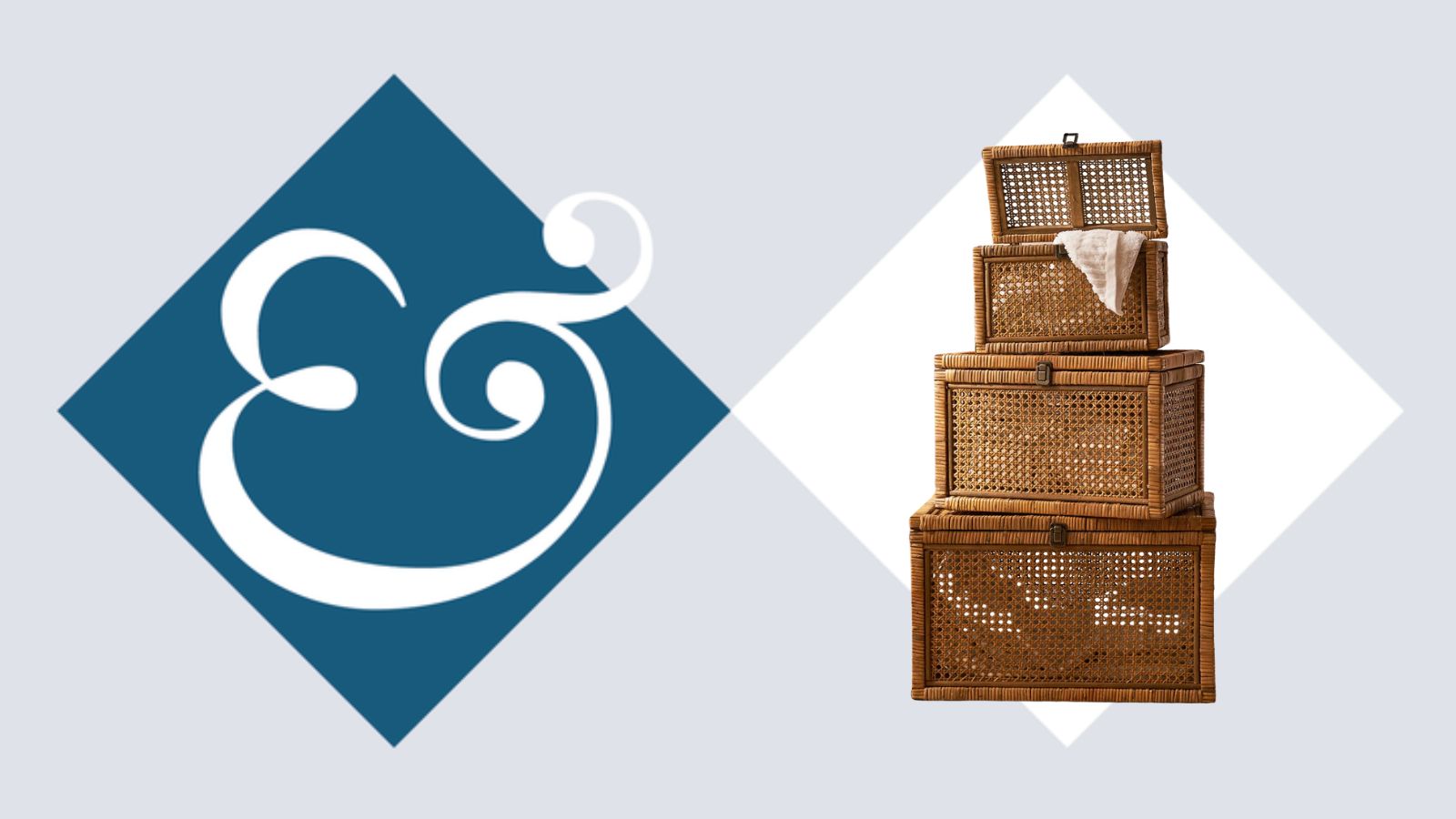 Produktbild-Kopfzeile der stapelbaren Aufbewahrungsboxen aus Rattan