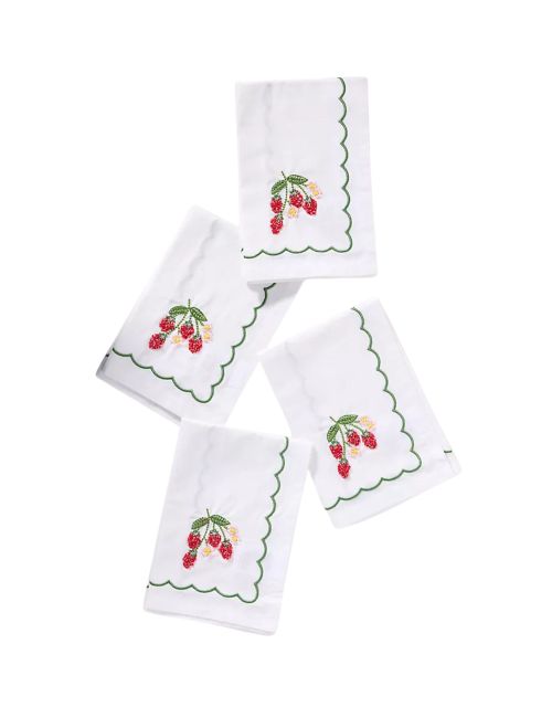 Beerenbestickte Baumwollservietten, 4er-Set
