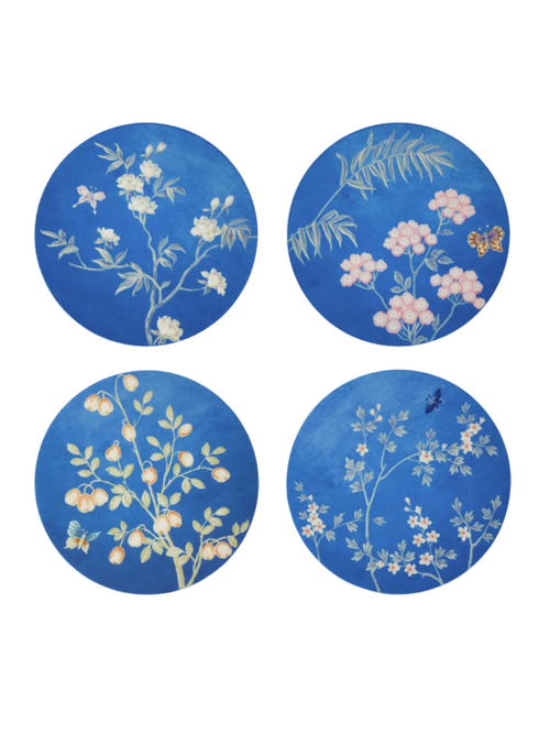 Blaue Chinoiserie-Untersetzer, 4er-Set