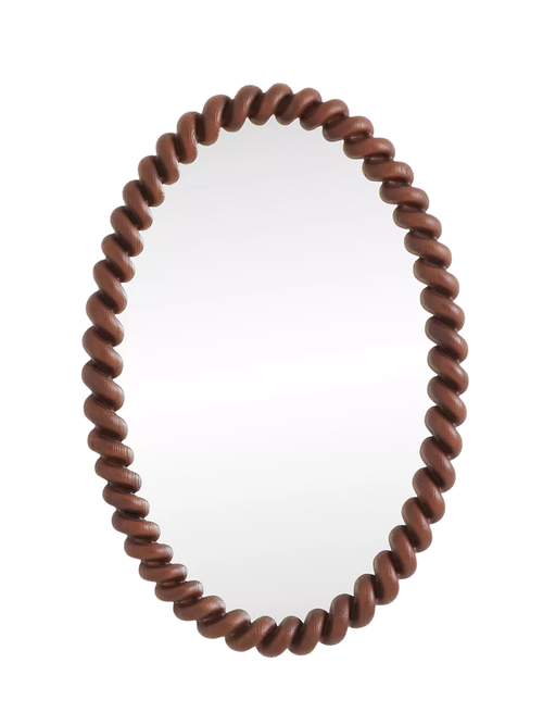 Ovaler Wandspiegel San Marco mit geflochtenem Holzfinish