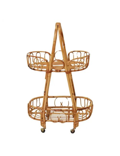 Italienischer Barwagen aus der Mitte des Jahrhunderts aus Bambus und Rattan