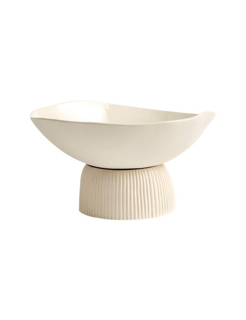 Curvy Ribbed Cream Dekorative Schale von Cym Warkov