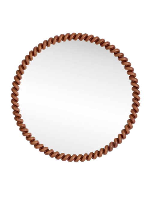 Runder Wandspiegel San Marco mit geflochtenem Holzfinish