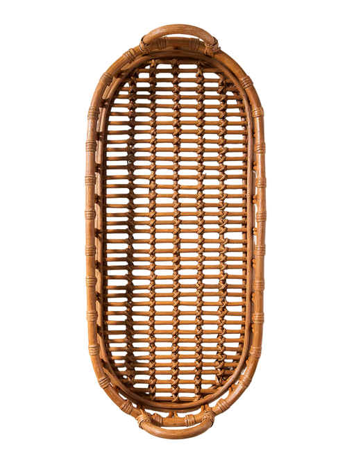 Handgeflochtenes Rattan-Korb-Grifftablett