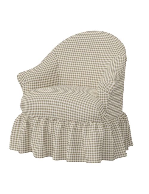 Threshold x Studio McGee Meredith Rüschenrock-Drehstuhl mit Akzent in Kale Gingham Taupe Cream