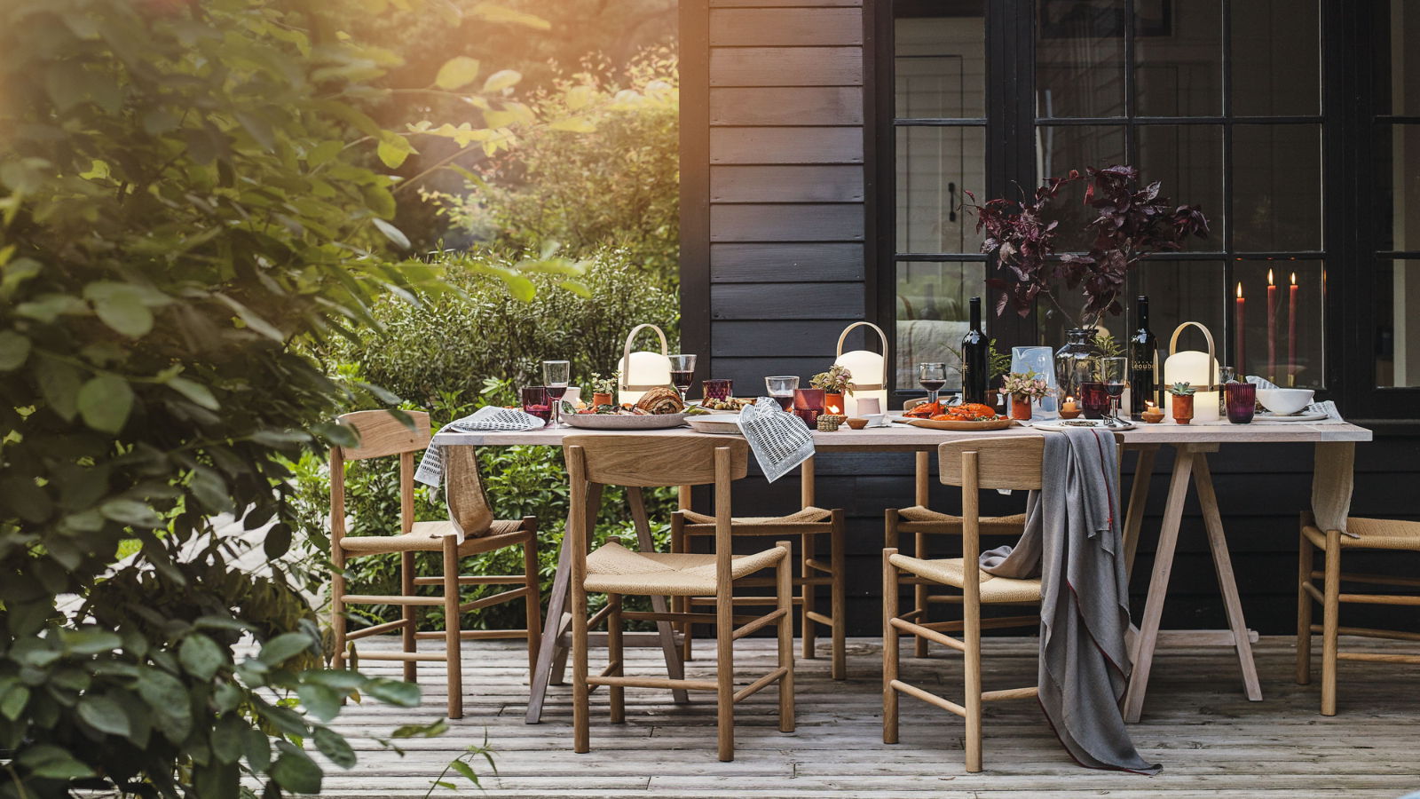 an outdoor dining table