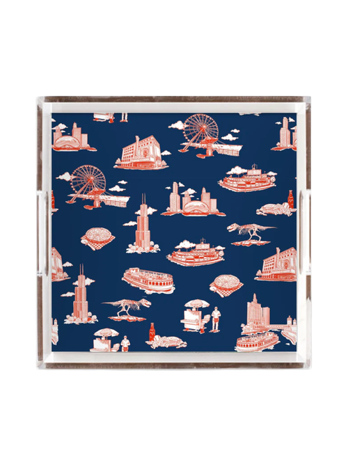 Chicago Toile Lucite Tablett