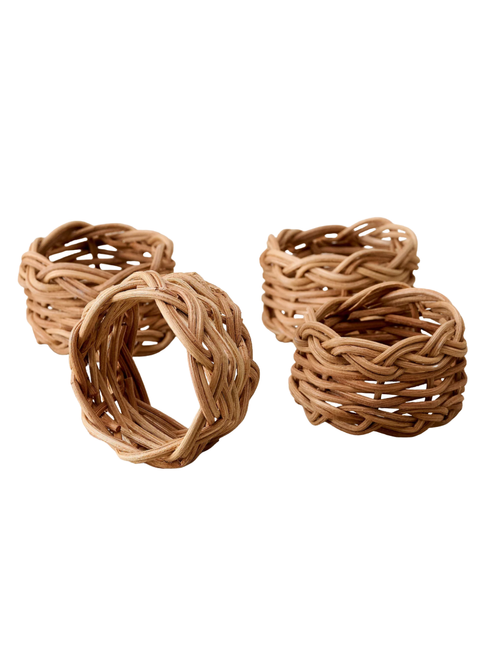 Rattan-Serviettenring-Set, 4 Stück