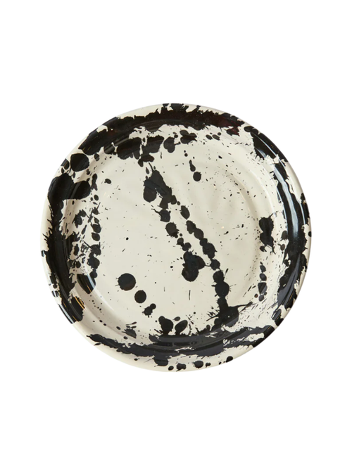 Montegranaro schwarz-weißer Splatterware-Beilagenteller