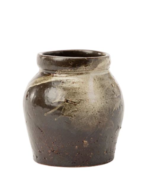 Dunkel glasierte Keramikvase