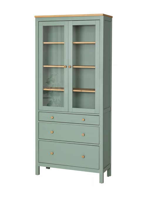 HEMNES Glastürschrank mit 3 Schubladen