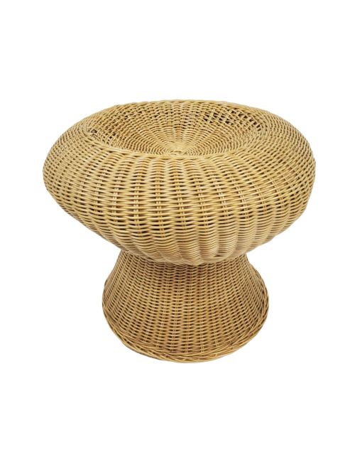 Vintage Rattanhocker Pilz Fußhocker Pflanzentisch