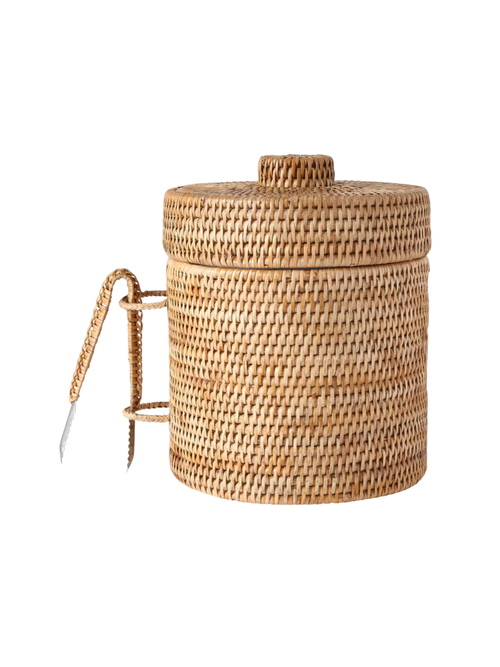 Rattan-Eiskübel mit Zange, natur