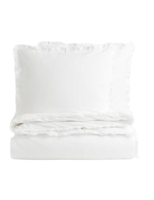 Bettbezug-Set für King-Size-/Queen-Size-Betten mit Rüschenbesatz