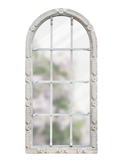 Vintage-Bogen-Wandspiegel mit Fensterrahmen