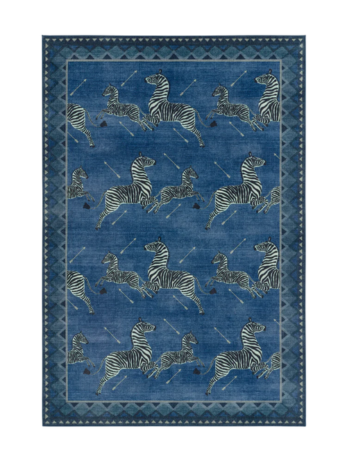 Zebras Blauer Teppich, 6' x 9'