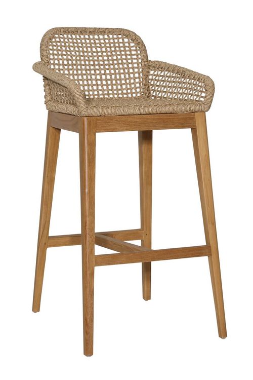 Fiona Outdoor-Barhocker aus Teakholz und Geflecht