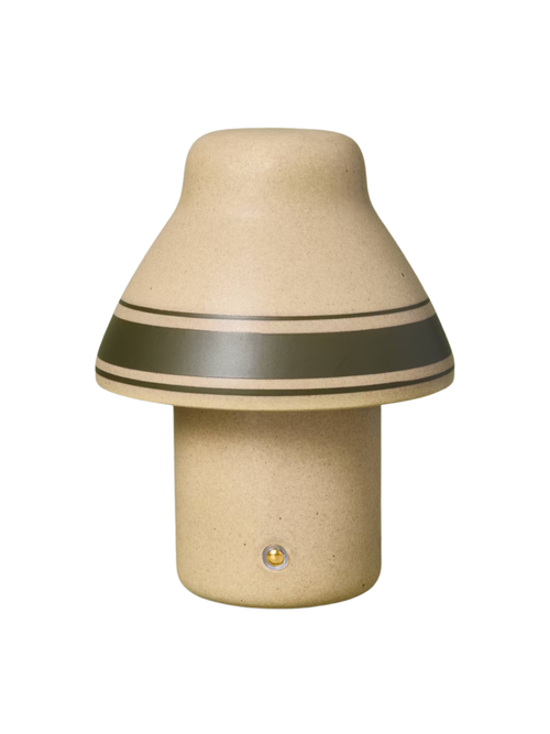 Tragbare Mini-Tischlampe aus Keramik mit grünen Streifen 