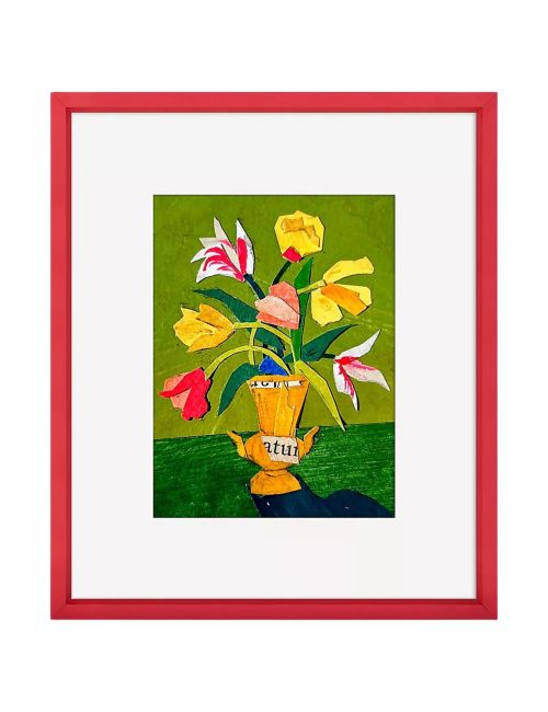 Tulpen in goldener Urnen-Wandkunst