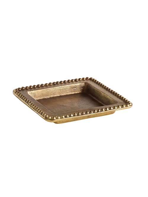 Tablett aus Messing mit Perlen