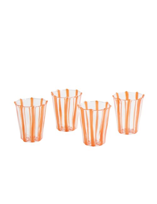 Orangefarbenes Le Verre Bonbon-Set mit vier Gläsern