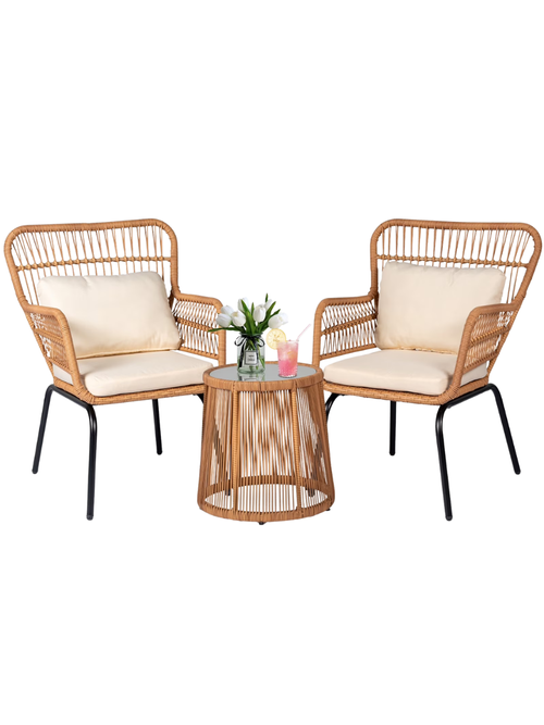 Rattan-Terrassen-Gesprächsset
