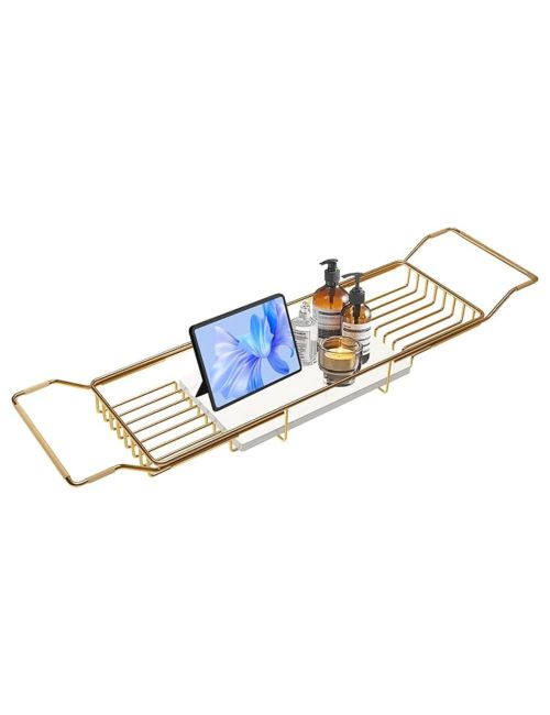 BVL Gold-Badewannentablett mit Marmorsockel