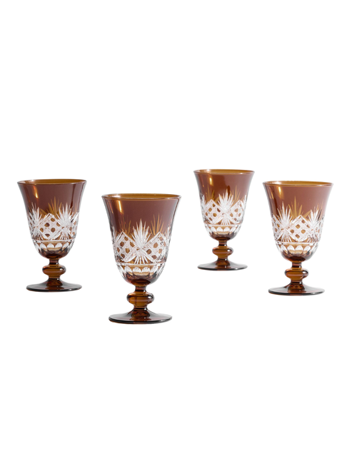 Antike geschliffene Kelche – 4er-Set