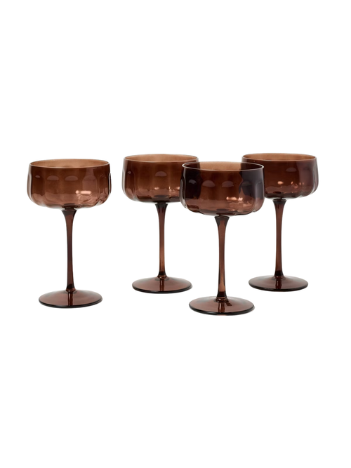 Set mit 4 8-Unzen-Coupé-Gläsern in Braun