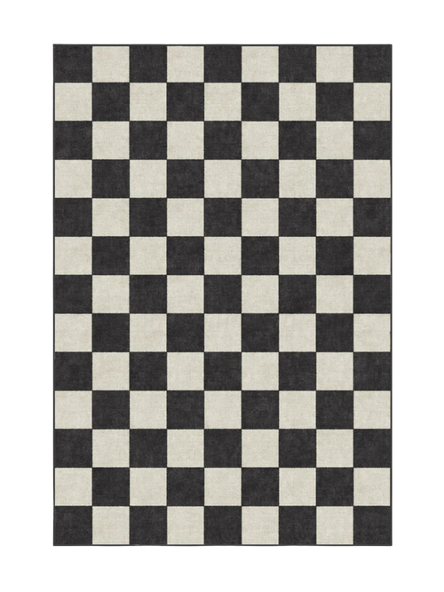 Jaque karierter schwarzer Teppich, 6' x 9'