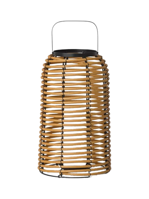 Rattan-Batterie-LED-Außenlaterne Braun
