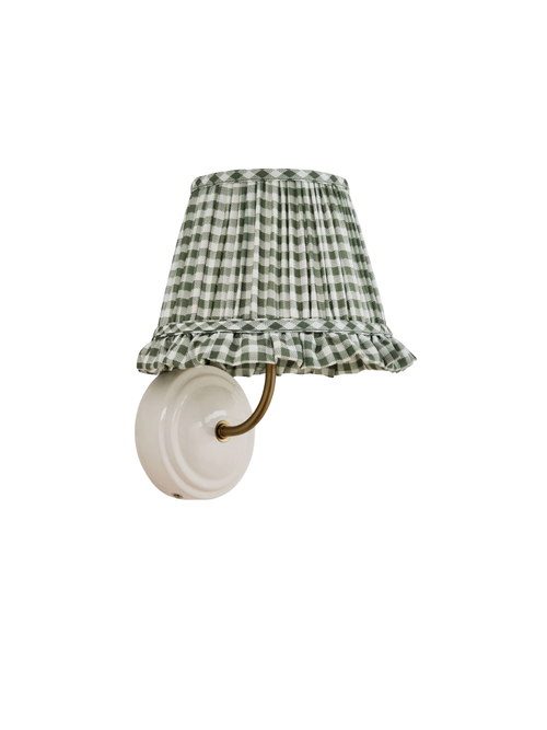 Grüner Gingham-Plissee-Lampenschirm 