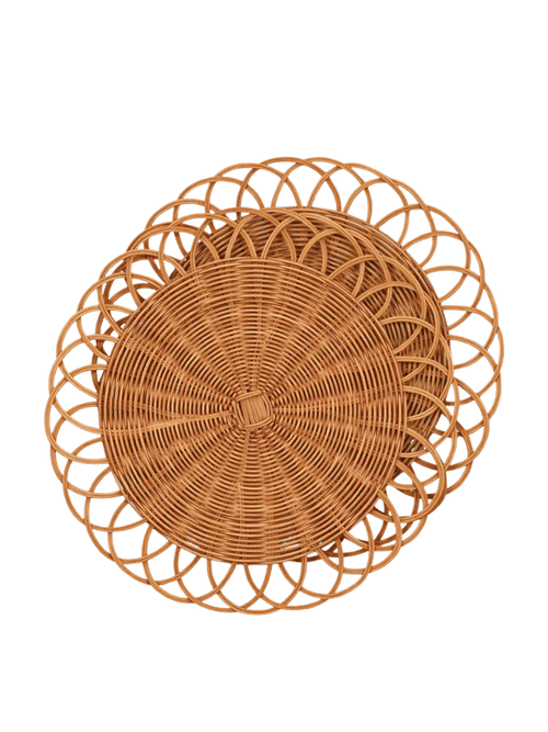 Geflochtene, geschlungene Rattan-Ladegeräte, 2er-Set