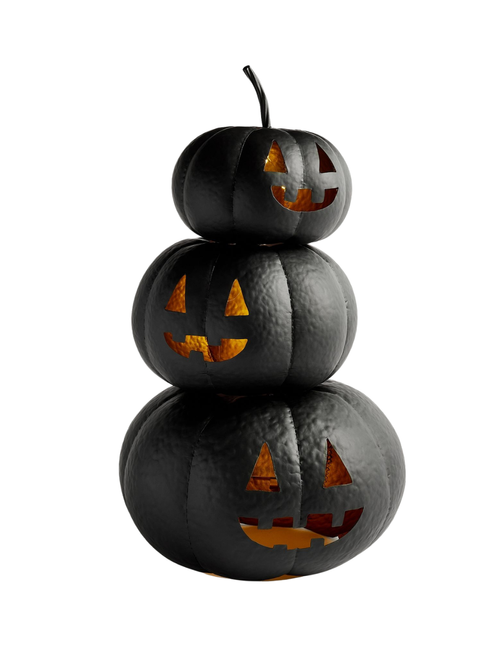 Beleuchteter gestapelter gehämmerter Jack O'Lantern