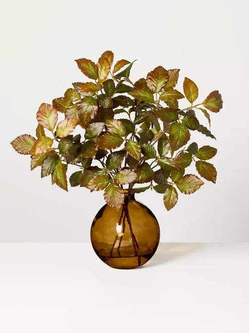 Arrangement „Wechselndes Blatt in bernsteinfarbenem Glas“ – Hearth & Hand™ mit Magnolie