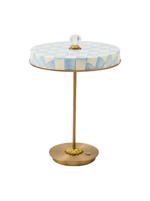 Courtly Check Led wiederaufladbare Disk-Tischlampe in Sky Check