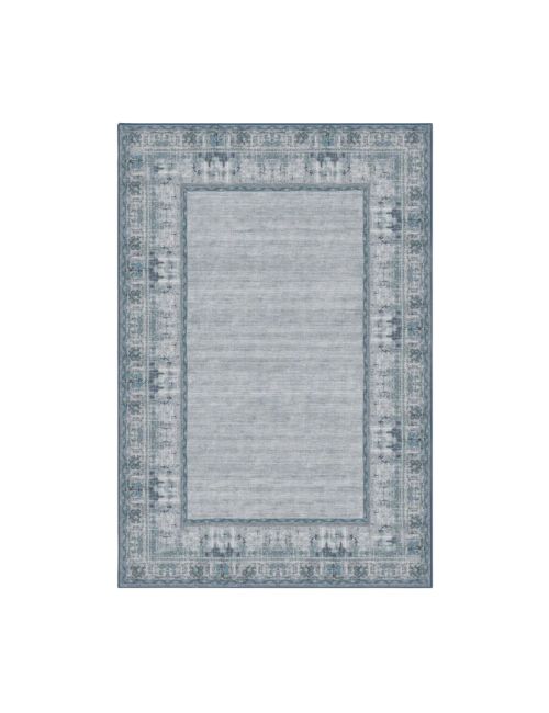 Blauer Vintage-Teppich mit Gänseblümchenrand