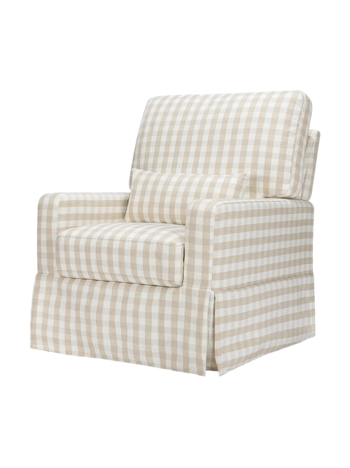 Crawford Pillowback Comfort Swivel Glider in Gingham