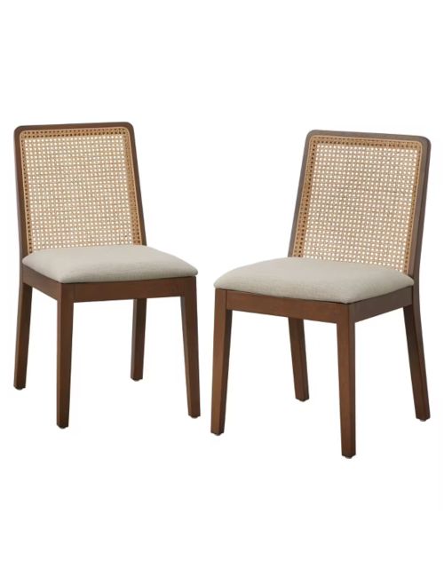Buylateral 2er-Set Newington Cane Esszimmerstuhl Walnuss/Beige