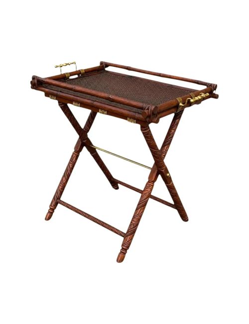 Ralph Lauren Tablett-/Bartisch im britischen Kolonialstil aus Kunstbambus und Messing