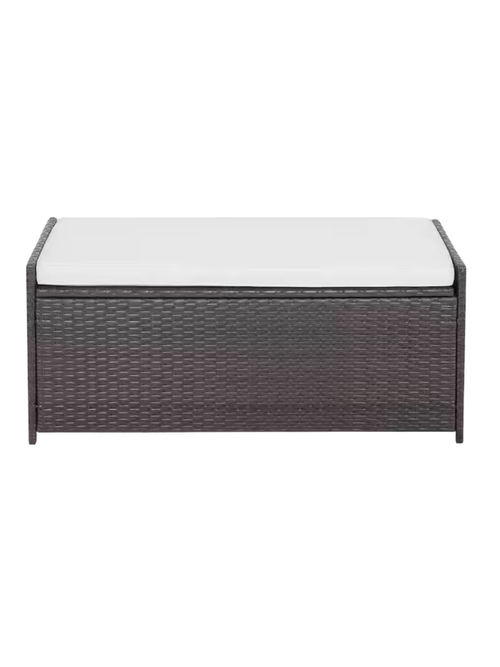 Rattan-Außenbank mit Sitzkissen 
