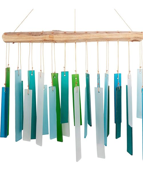 Ozeanblaues Meeresglas-Treibholz-Windspiel