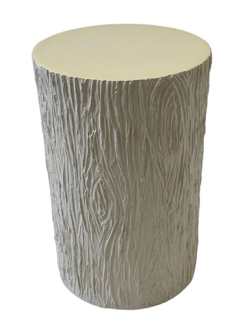 Runder Beistelltisch aus cremefarbenem Fiberglas-Imitat