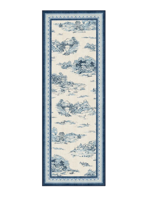 Provence Toile Delfter Blauer Teppich, 2'6" x 7'