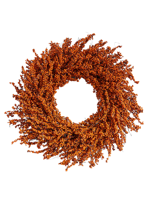 Künstlicher orangefarbener Mini-Beerenkranz 32