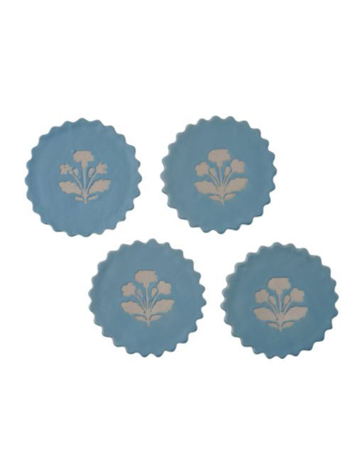 Micro-Scallop Floral Untersetzer-Set mit vier Untersetzern